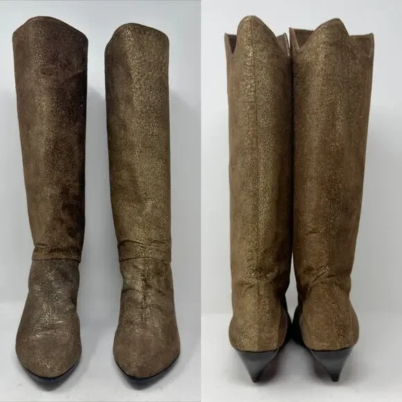 Vintage Casadei Textured Metallic Leather Tall Knee Boots size 6
